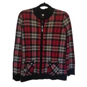 Alia Full Zip plaid Sweater